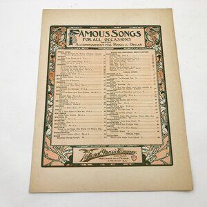 Famous Songs For All Occasions O That We Two Were Maying 7 pages 1905